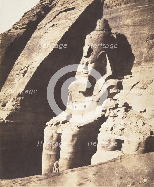 Abou Sembil, Grand Spéos - Statues Colossales, Vues de Trois-Quarts, 1851-52. Creator: Félix Teynard.