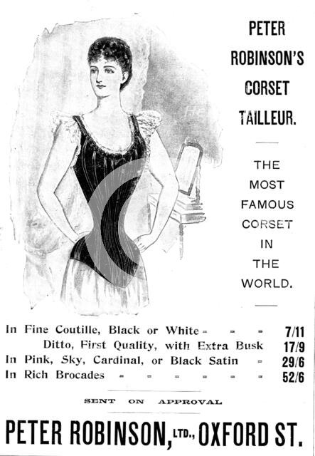 Advertisement for Peter Robinson's Corset Tailleur, 1898. Creator: Unknown.