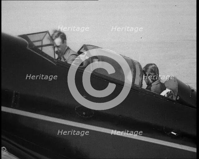 American Aviator Charles Augustus Lindbergh and His Wife Anne Morrow Lindbergh on Their Air..., 1930 Creator: British Pathe Ltd.