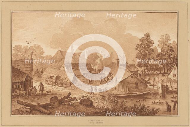 Village with Pond, c. 1782. Creator: Cornelis Brouwer.