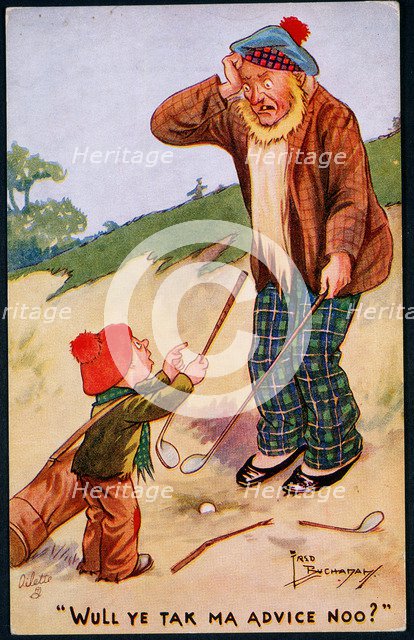 Golfing cartoon, c1920s. Artist: Unknown