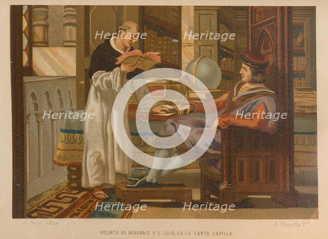 Vincent of Beauvais and Saint Louis. From: La ciencia y sus hombres, 1879. Creator: Planella y Rodríguez, Juan (1849-1910).