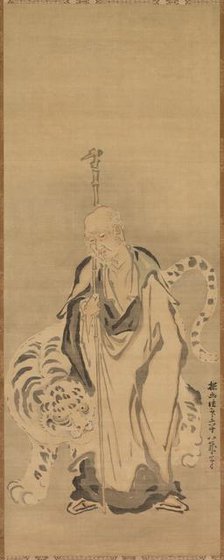 A Sage with Tiger, 17th century. Creator: Kano Tan?y? (Japanese, 1602-1674).