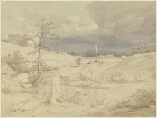 Approaching storm over a landscape with a wayside cross, 1836. Creator: Eduard Wilhelm Pose.