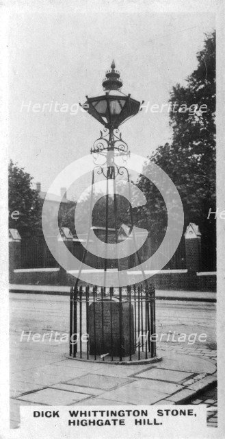 Dick Whittington Stone, Highgate Hill, London, c1920s. Artist: Unknown