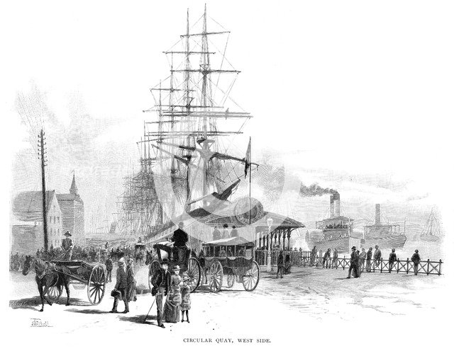 Circular Quay, west side, Sydney, New South Wales, Australia, 1886.Artist: Frederic B Schell