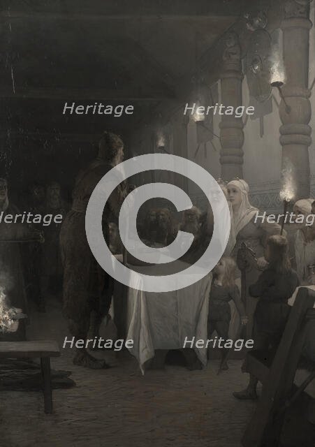 Frithiof comes to King Ring (from Frithiof's saga), 1880s. Creator: Johan August Malmström.