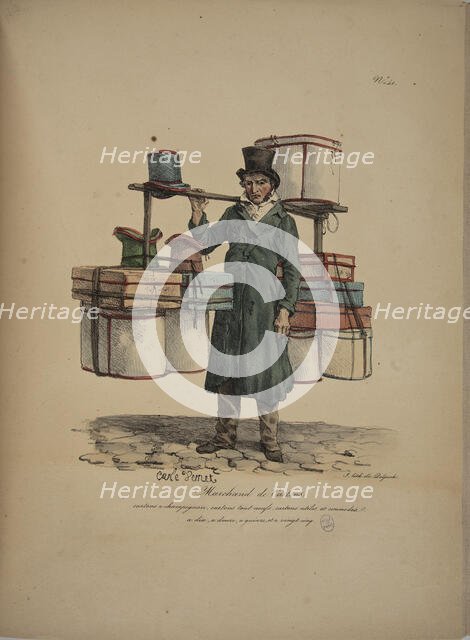 Cardboard merchant. From the Series "Cris de Paris" (The Cries of Paris), 1815. Creator: Vernet, Carle (1758-1836).