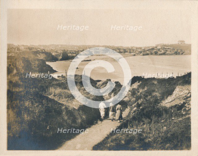 'Newquay Cliff Path to Tolcarne Beach', 1927. Artist: Unknown.