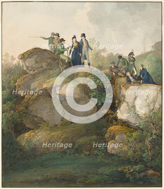 A Royal Party Admiring the Sunset atop the Hesselberg Mountain, 1801. Creator: Johann Georg von Dillis.