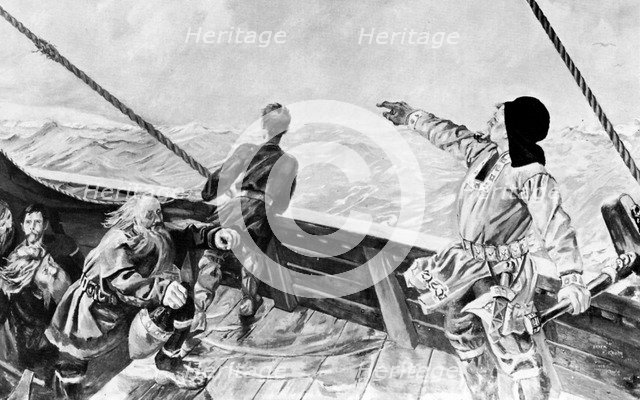 'Leif Ericson Discovering America', (20th century).Artist: Per Krohg
