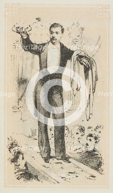 Dr. Lynn performs a magical illusion, 1870.  Creator: Unknown.