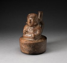 Blackware Spouted Vessel with a Seated Female Holding a Pipe or Staff, 100 B.C./A.D. 500. Creator: Unknown.