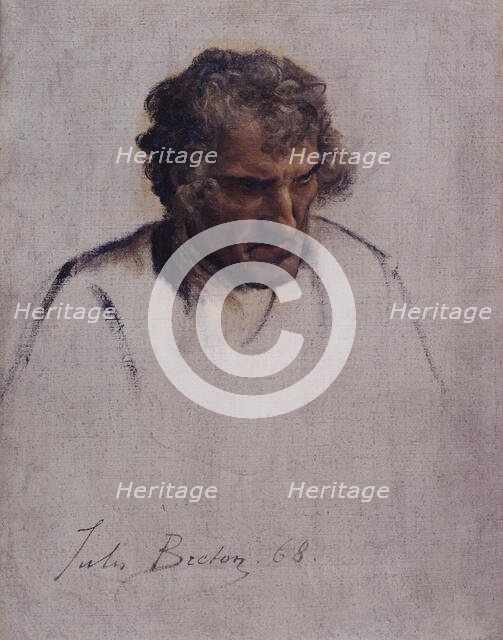 Tête de Breton, étude pour le Pardon, 1868. Creator: Jules Breton.