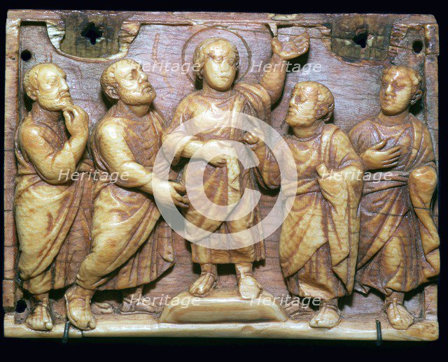 Ivory panel showing the incredulity of Doubting Thomas, 5th century. Artist: Unknown