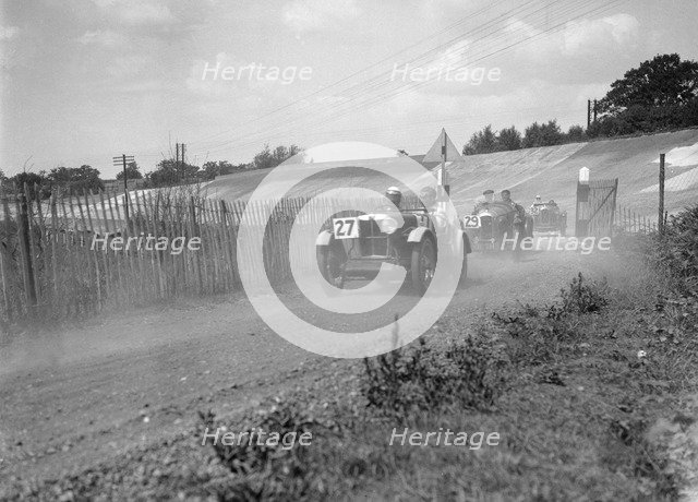 Cars competing at the JCC Members Day, Brooklands, 5 July 1930. Artist: Bill Brunell.