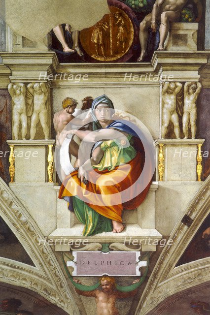 The Delphic Sibyl (Sistine Chapel ceiling in the Vatican), 1508-1512. Artist: Buonarroti, Michelangelo (1475-1564)