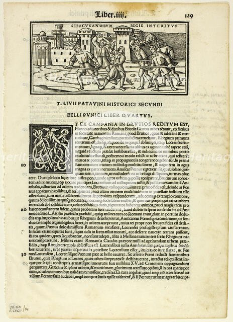 Siracusanorum Regis Interitus (The Murder of the King of the Syracusans) from...1937. Creator: Zoan Andrea.