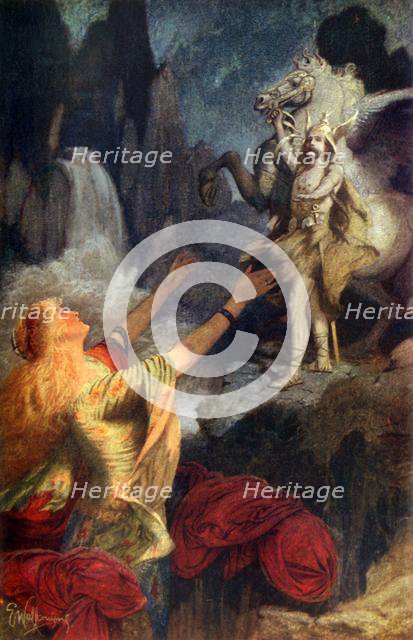 'Hundingsbane's Return to Valhal', 1912. Creator: Ernest Charles Wallcousins.