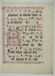 Manuscript Leaf with Initial R, from an Antiphonary, German, second quarter 15th century. Creator: Unknown.