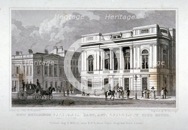 Pall Mall East, Westminster, London, 1828. Artist: M Barrenger