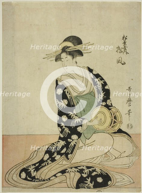 The Courtesan Matsukaze of the Matsubaya, from an untitled series of courtesans of the..., c. 1797. Creator: Kitagawa Utamaro.