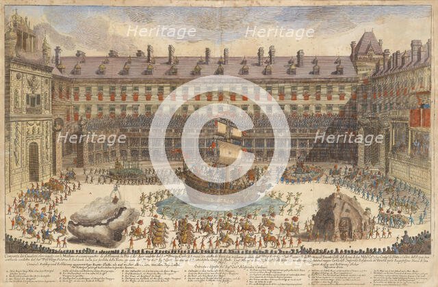 Equestrian ballet in the courtyard of the Vienna Hofburg on the occasion of the wedding of..., 1667. Creator: Anonymous.