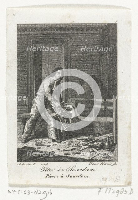 Peter the Great in Zaandam, 1697. Artist: Haas, Meno (1752-1833)