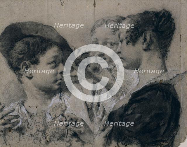 A Young Woman Buying a Pink from a Young Man, c. 1740. Creator: Giovanni Battista Piazzetta (Italian, 1682-1754).