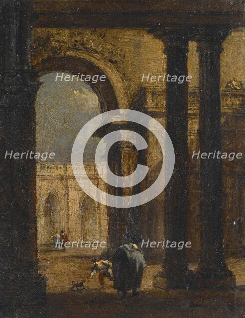 Capriccio: A Palace Courtyard, about 1790-93. Creator: Francesco Guardi.