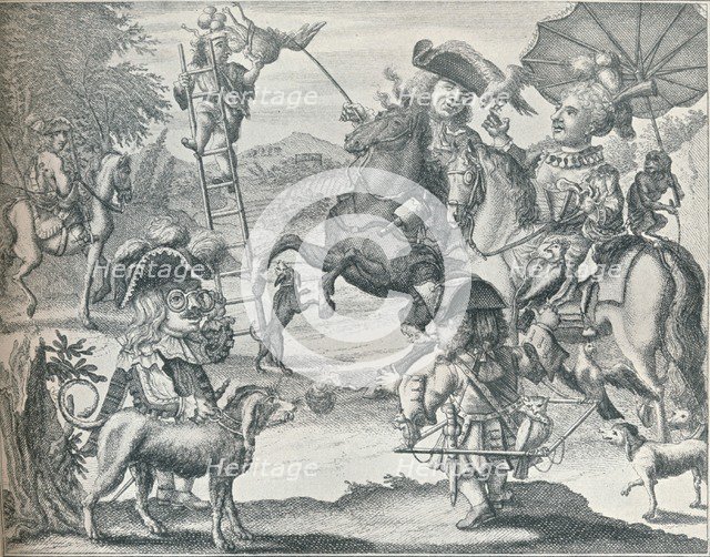 Dutch Skit on Falconry, c1716, (1916). Artist: Unknown