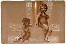 Troy Triptych - Study of Two Putti, 1870-1872. Creator: Sir Edward Coley Burne-Jones.