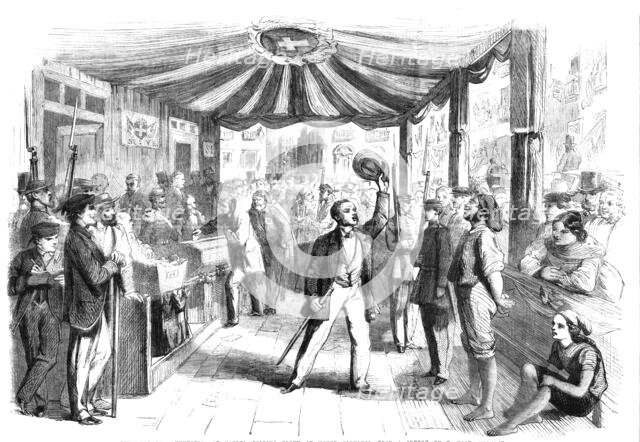 The vote for annexation at Naples - polling booth at Monte Calvario - from a sketch by T. Nast, 1860 Creator: Unknown.