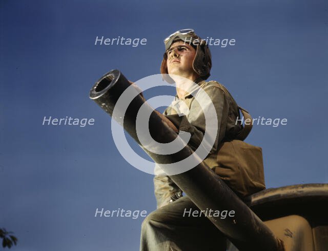Crewman of an M-3 tank, Ft. Knox, Ky., 1942. Creator: Alfred T Palmer.