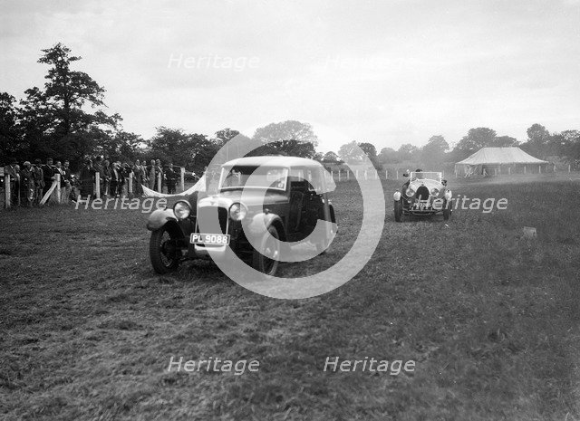 Alvis FWD and Bugatti Type 44 taking part in the Bugatti Owners Club gymkhana, 5 July 1931. Artist: Bill Brunell.