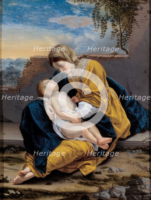 Madonna and Child in a landscape, 1621-1624. Artist: Gentileschi, Orazio (1563-1638)
