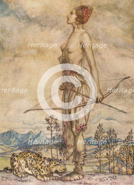 'The Huntress Diane', c1920. Artist: Arthur Rackham.