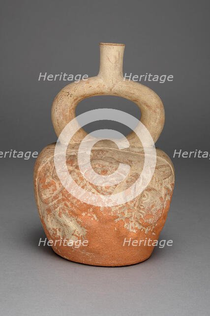Stirrup Spout Vessel with Relief Depicting a Figure and Crab in Battle, 100 B.C./A.D. 500. Creator: Unknown.
