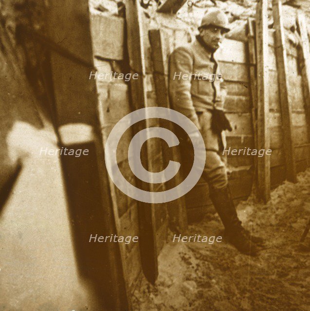 Soldier in the trenches, c1914-c1918. Artist: Unknown.
