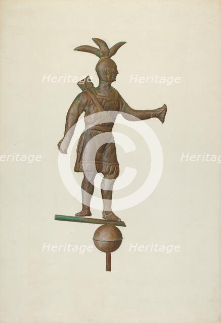 Metal Indian Weather Vane, c. 1940. Creator: John W Kelleher.