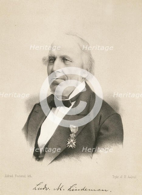 Portrait of the organist and composer Ludvig Mathias Lindeman (1812-1887). Creator: Fosterud, Alfred (active Second Half of the 19th cen.).