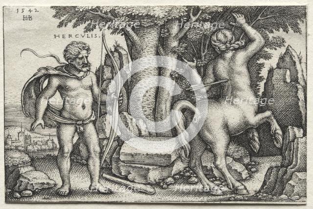The Labors of Hercules: Hercules and Nessus, 1542. Creator: Hans Sebald Beham (German, 1500-1550).