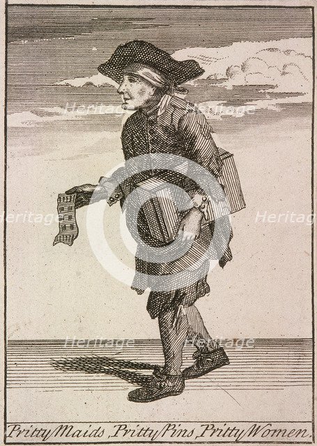 'Pritty Maids, Pritty Pins, Pretty Women', Cries of London, (c1688?). Artist: Anon