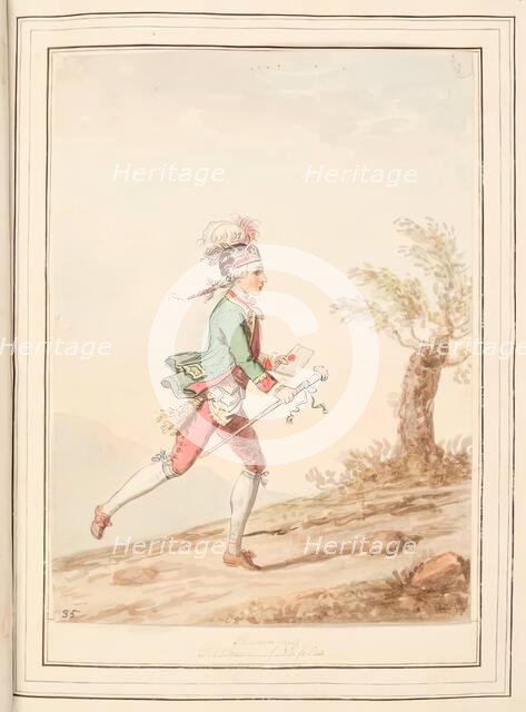 Running Footman of Naples, leaf from 'A Collection of Dresses by David Allan Mostly from..., 1776. Creator: David Allan.