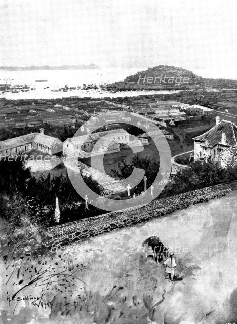 The Chinese Question: the Treaty Port Chefoo - view of the town and harbour, 1898. Creator: Unknown.