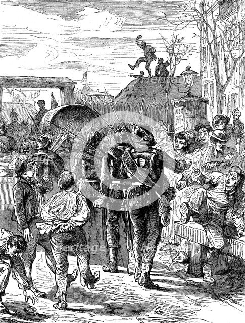 Occupying German soldiers leaving Paris after the Franco-Prussian War, 1871 (c1880). Artist: Unknown