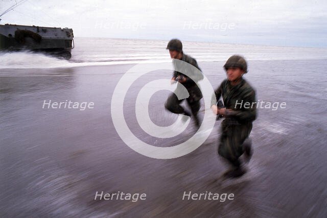 Troops landing, Falklands War, 1982. Creator: Luis Rosendo.