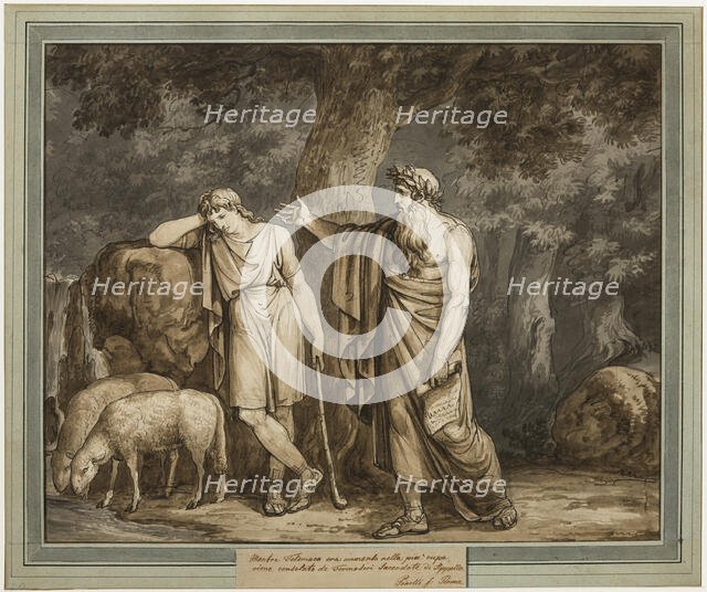 Telemachus is Consoled by Termosiris, Priest of Apollo, from The Adventures of..., 1808. Creator: Bartolomeo Pinelli.