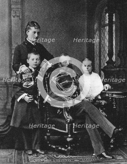 Alexander II of Russia and Princess Ekaterina Mikhailovna Yurievskaya with children, c. 1880. Creator: Anonymous.