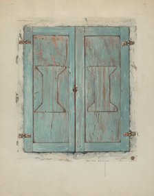 Cabinet Doors at Mission San Jose de Guadalupe, c. 1938. Creator: Bertha Semple.